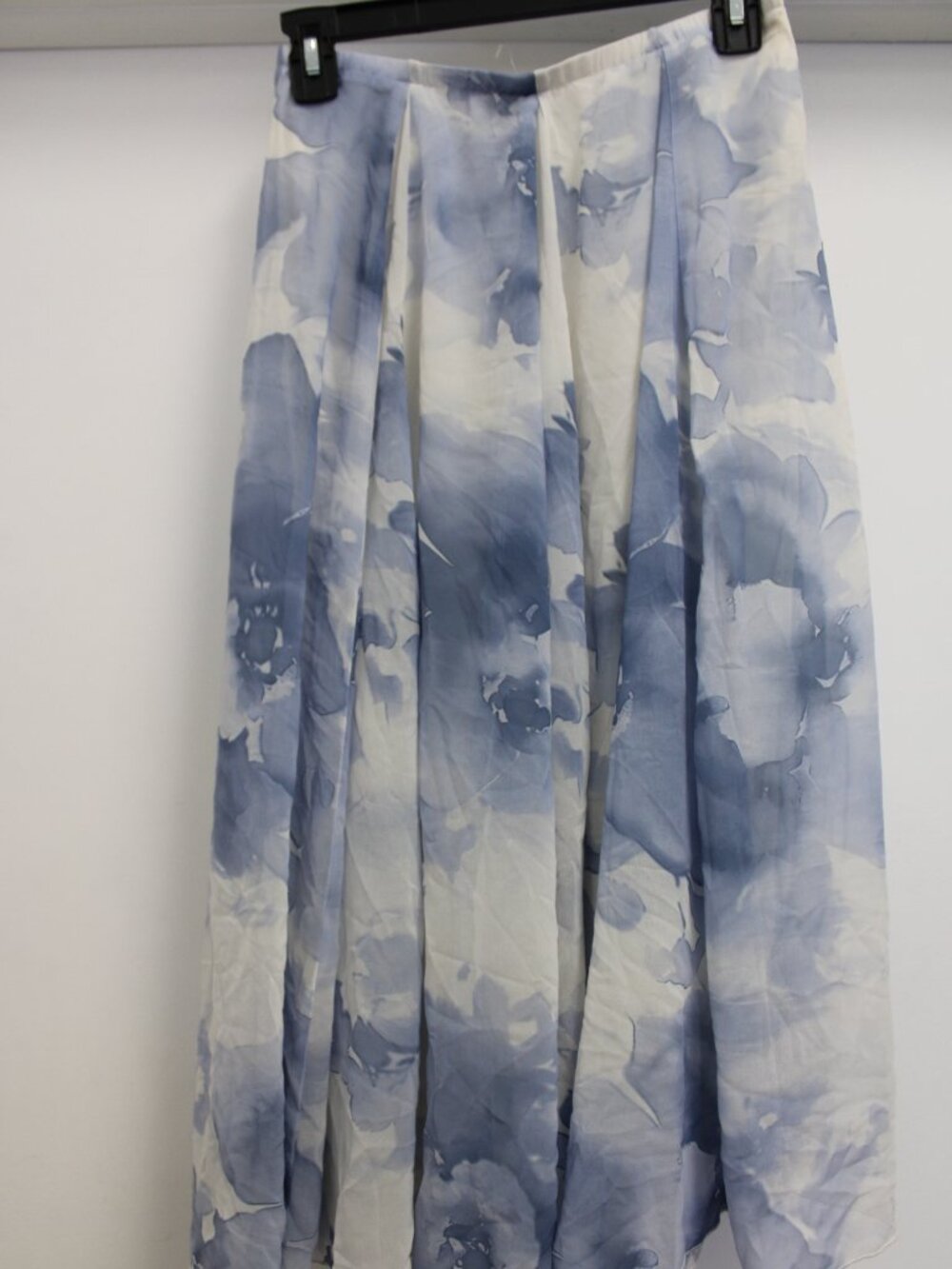 Rachel Zoe Blue Watercolor Floral Pleated Maxi Skirt Size XS Chiffon Flowy
